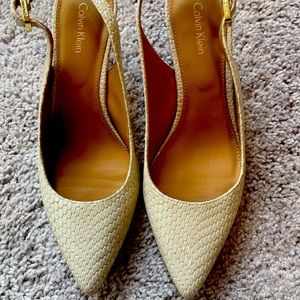 Calvin Klein lacquered snake heels